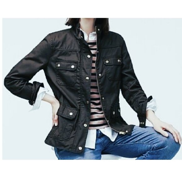 J. Crew Jackets & Blazers - J CREW Black Cotton Relaxed Boyfriend Field Utility Jacket